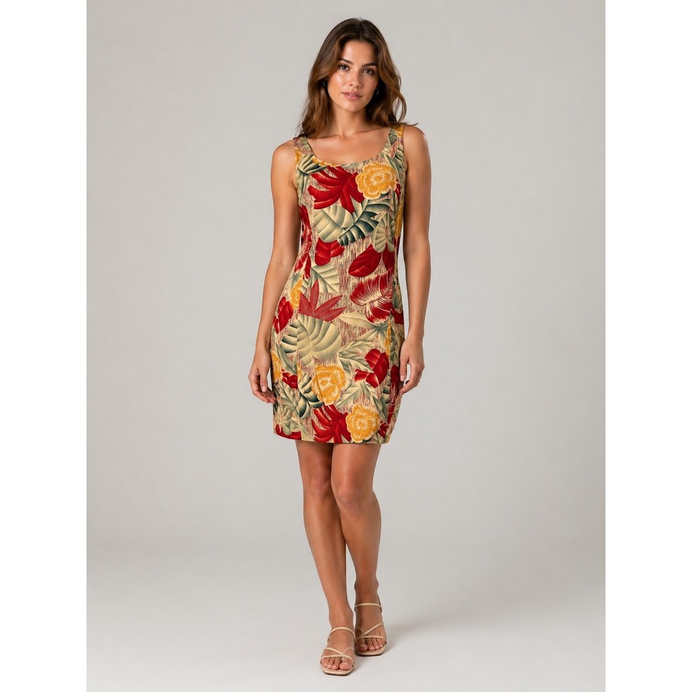 Vintage Ann Taylor 90s Silk Floral Dress Women Sz 12 Knee Length Vacation Hawaii
